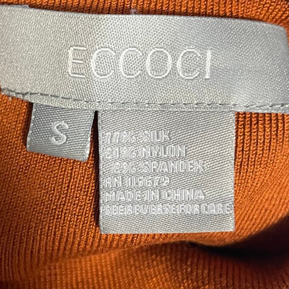 Eccoci Warm Brown Silk Knit Sleeveless Turtleneck Sweater - Picture 4 of 5
